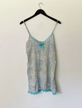 Betsey Johnson White and Aqua Polka Dot Camisole